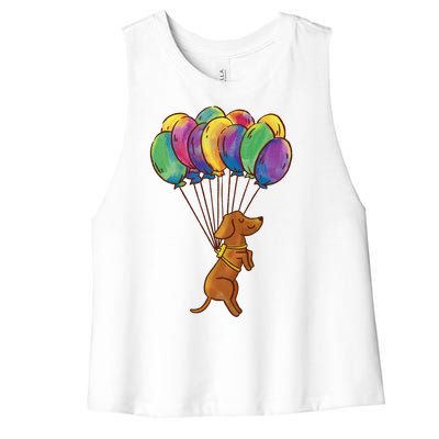 Balloon Dog Flying Women's Racerback Cropped Tank