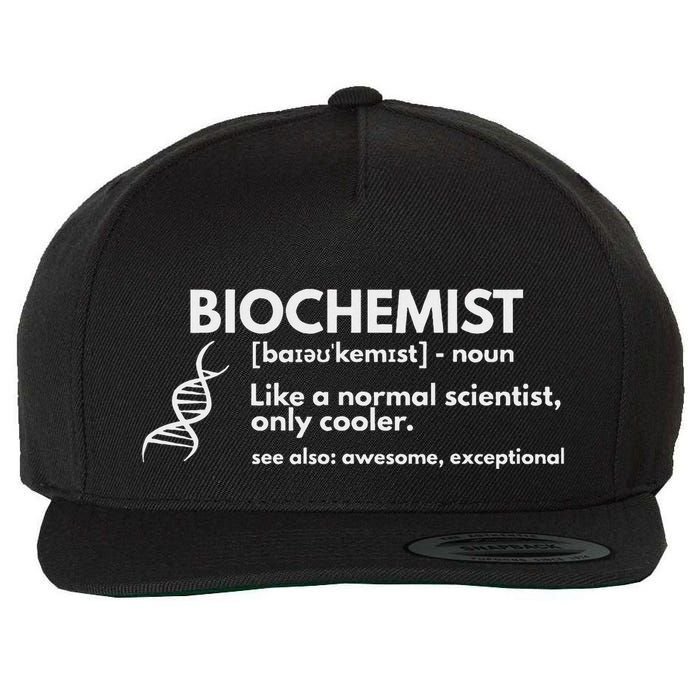 Biochemist Definition Funny Biochemistry Science Gift Wool Snapback Cap