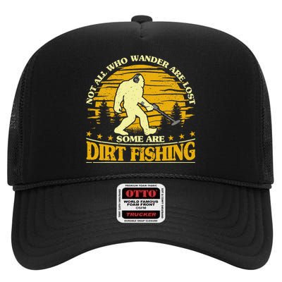 Bigfoot Dirt Fishing Metal Detecting Funny Metal Detector High Crown Mesh Back Trucker Hat