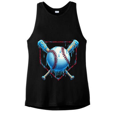 Baseball Drip For Home Plate Ice Cream Drip Funny Ladies PosiCharge Tri-Blend Wicking Tank