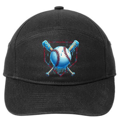 Baseball Drip For Home Plate Ice Cream Drip Funny 7-Panel Snapback Hat