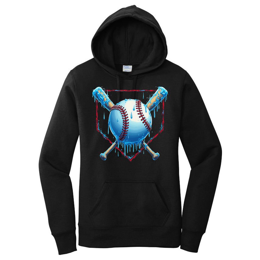 Baseball Drip For Home Plate Ice Cream Drip Funny Women's Pullover Hoodie