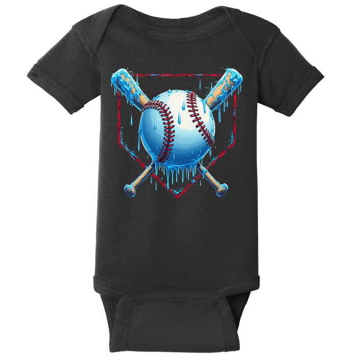 Baseball Drip For Home Plate Ice Cream Drip Funny Baby Bodysuit