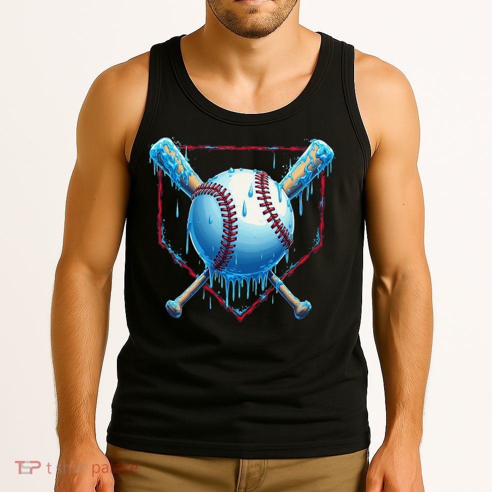 Baseball Drip For Home Plate Ice Cream Drip Funny Tank Top