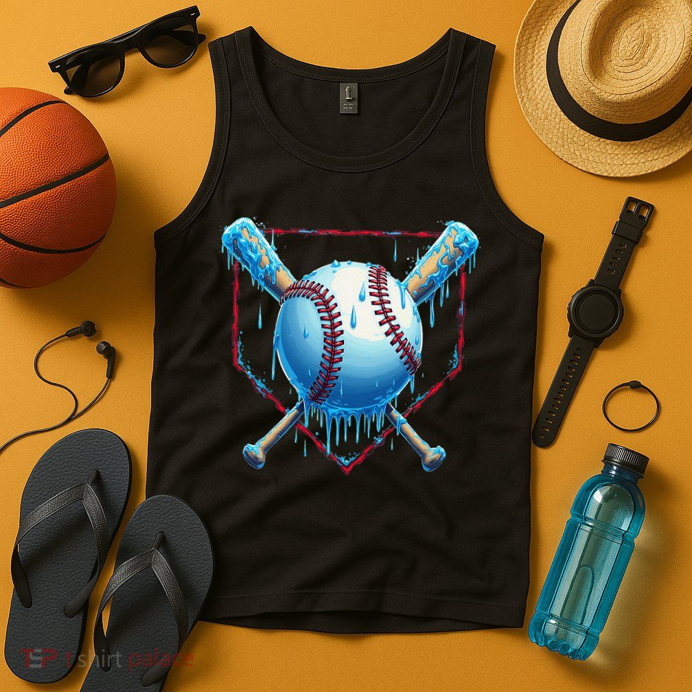Baseball Drip For Home Plate Ice Cream Drip Funny Tank Top