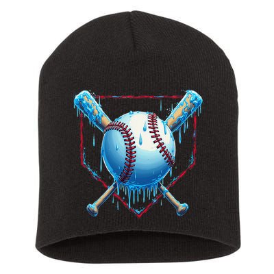 Baseball Drip For Home Plate Ice Cream Drip Funny Short Acrylic Beanie
