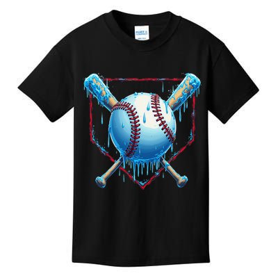 Baseball Drip For Home Plate Ice Cream Drip Funny Kids T-Shirt