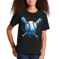 Baseball Drip For Home Plate Ice Cream Drip Funny Kids T-Shirt
