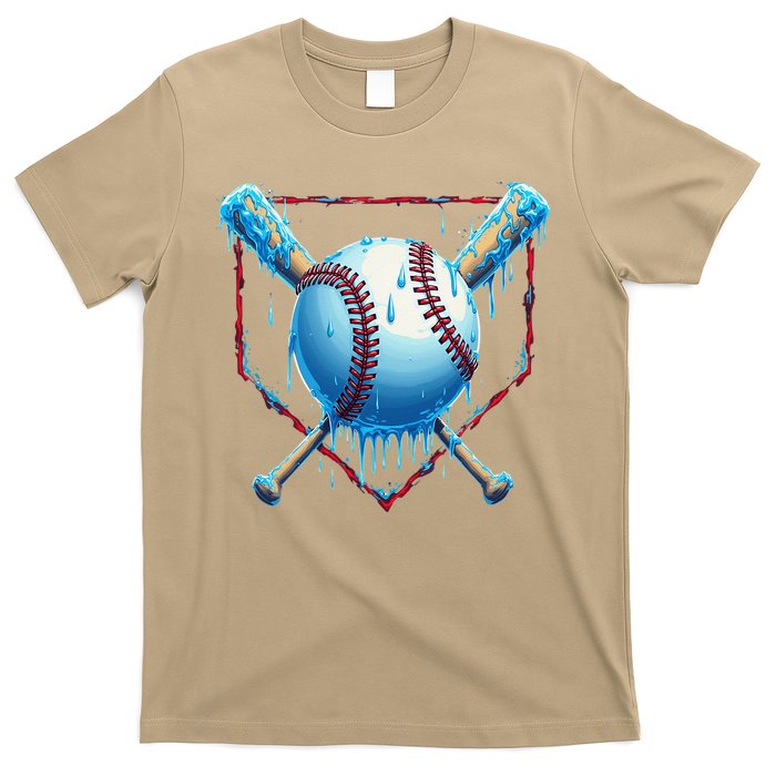 Baseball Drip For Home Plate Ice Cream Drip Funny T-Shirt
