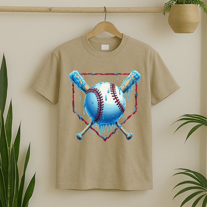 Baseball Drip For Home Plate Ice Cream Drip Funny T-Shirt