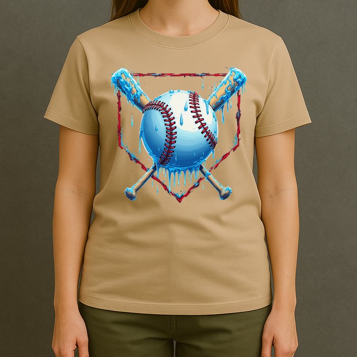 Baseball Drip For Home Plate Ice Cream Drip Funny T-Shirt
