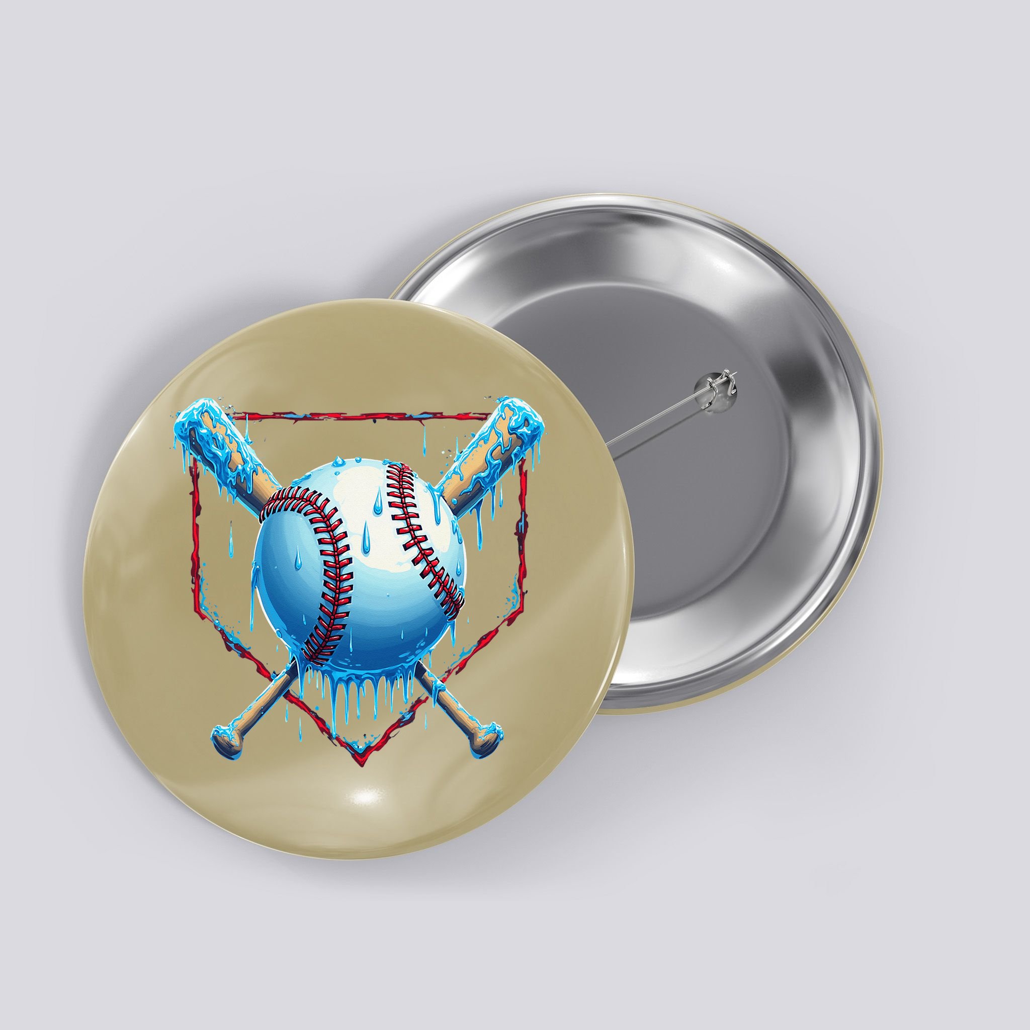 Baseball Drip For Home Plate Ice Cream Drip Funny Button