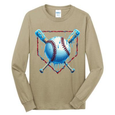 Baseball Drip For Home Plate Ice Cream Drip Funny Tall Long Sleeve T-Shirt