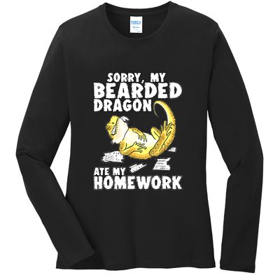 Bearded Dragon Funny Bearded Dragon Reptile Funny Lizard Gift Ladies Long Sleeve Shirt