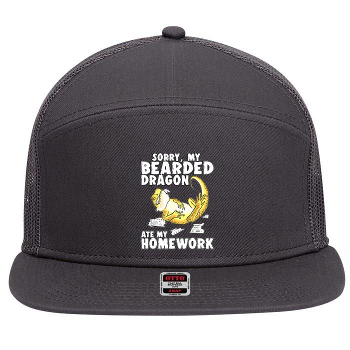 Bearded Dragon Funny Bearded Dragon Reptile Funny Lizard Gift 7 Panel Mesh Trucker Snapback Hat