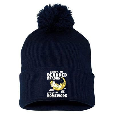 Bearded Dragon Funny Bearded Dragon Reptile Funny Lizard Gift Pom Pom 12in Knit Beanie