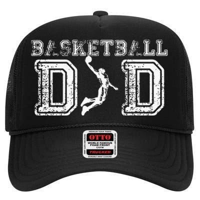 Basketball Dad Fathers Day Gift For Daddy Papa Father High Crown Mesh Back Trucker Hat