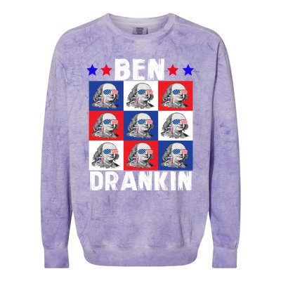 Ben Drankin Franklin Merica 4th Of July Patriotic Holiday Gift Colorblast Crewneck Sweatshirt