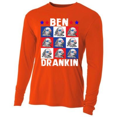 Ben Drankin Franklin Merica 4th Of July Patriotic Holiday Gift Cooling Performance Long Sleeve Crew