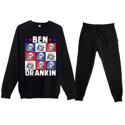 Ben Drankin Franklin Merica 4th Of July Patriotic Holiday Gift Premium Crewneck Sweatsuit Set