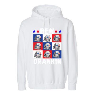 Ben Drankin Franklin Merica 4th Of July Patriotic Holiday Gift Garment-Dyed Fleece Hoodie