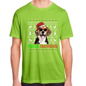 Beagle Dog Feliz Navidog Funny Christmas Gift Adult ChromaSoft Performance T-Shirt