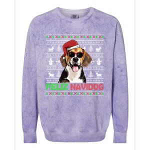 Beagle Dog Feliz Navidog Funny Christmas Gift Colorblast Crewneck Sweatshirt