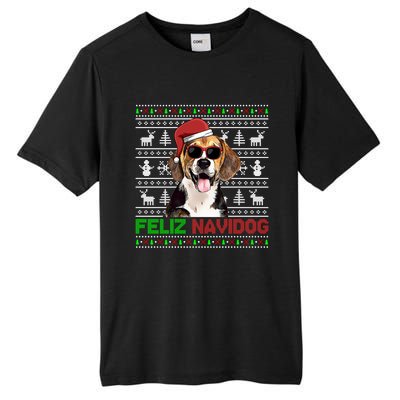 Beagle Dog Feliz Navidog Funny Christmas Gift Tall Fusion ChromaSoft Performance T-Shirt