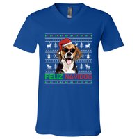 Beagle Dog Feliz Navidog Funny Christmas Gift V-Neck T-Shirt