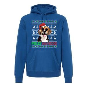 Beagle Dog Feliz Navidog Funny Christmas Gift Premium Hoodie