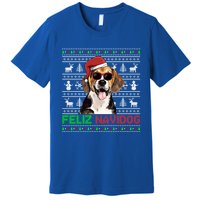 Beagle Dog Feliz Navidog Funny Christmas Gift Premium T-Shirt