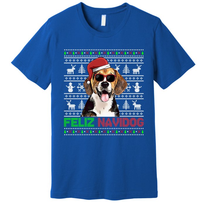 Beagle Dog Feliz Navidog Funny Christmas Gift Premium T-Shirt