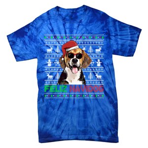 Beagle Dog Feliz Navidog Funny Christmas Gift Tie-Dye T-Shirt