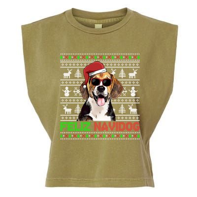 Beagle Dog Feliz Navidog Funny Christmas Gift Garment-Dyed Women's Muscle Tee