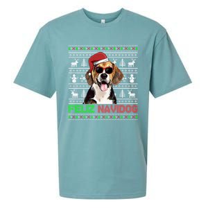 Beagle Dog Feliz Navidog Funny Christmas Gift Sueded Cloud Jersey T-Shirt