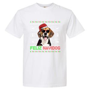 Beagle Dog Feliz Navidog Funny Christmas Gift Garment-Dyed Heavyweight T-Shirt