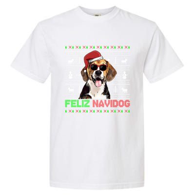 Beagle Dog Feliz Navidog Funny Christmas Gift Garment-Dyed Heavyweight T-Shirt