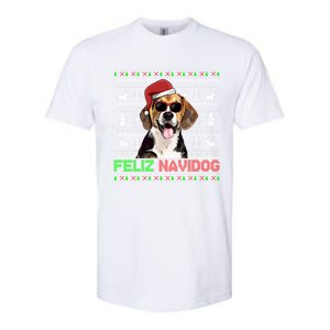 Beagle Dog Feliz Navidog Funny Christmas Gift Softstyle CVC T-Shirt