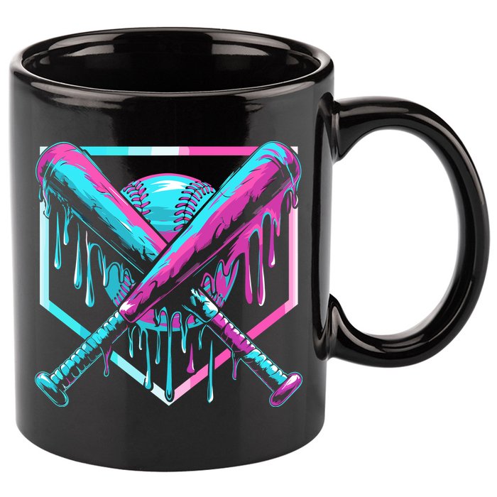 Baseball Drip For Ice Cream Drip 11oz C Handle Ceramic Mug