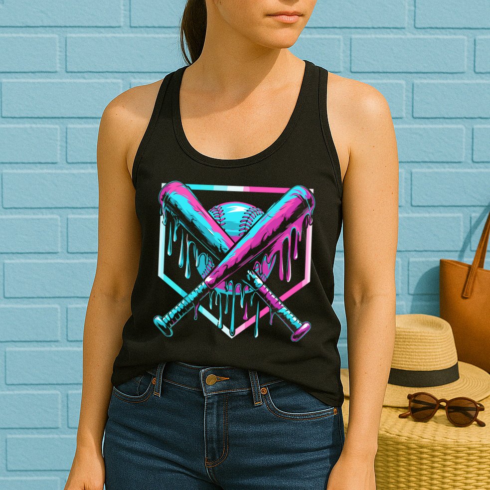 Baseball Drip For Ice Cream Drip Womens Tank Top