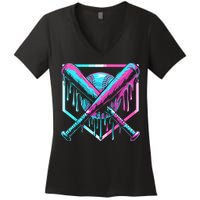 Baseball Drip For Ice Cream Drip Women's V-Neck T-Shirt