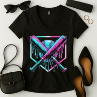 Baseball Drip For Ice Cream Drip Women's V-Neck T-Shirt