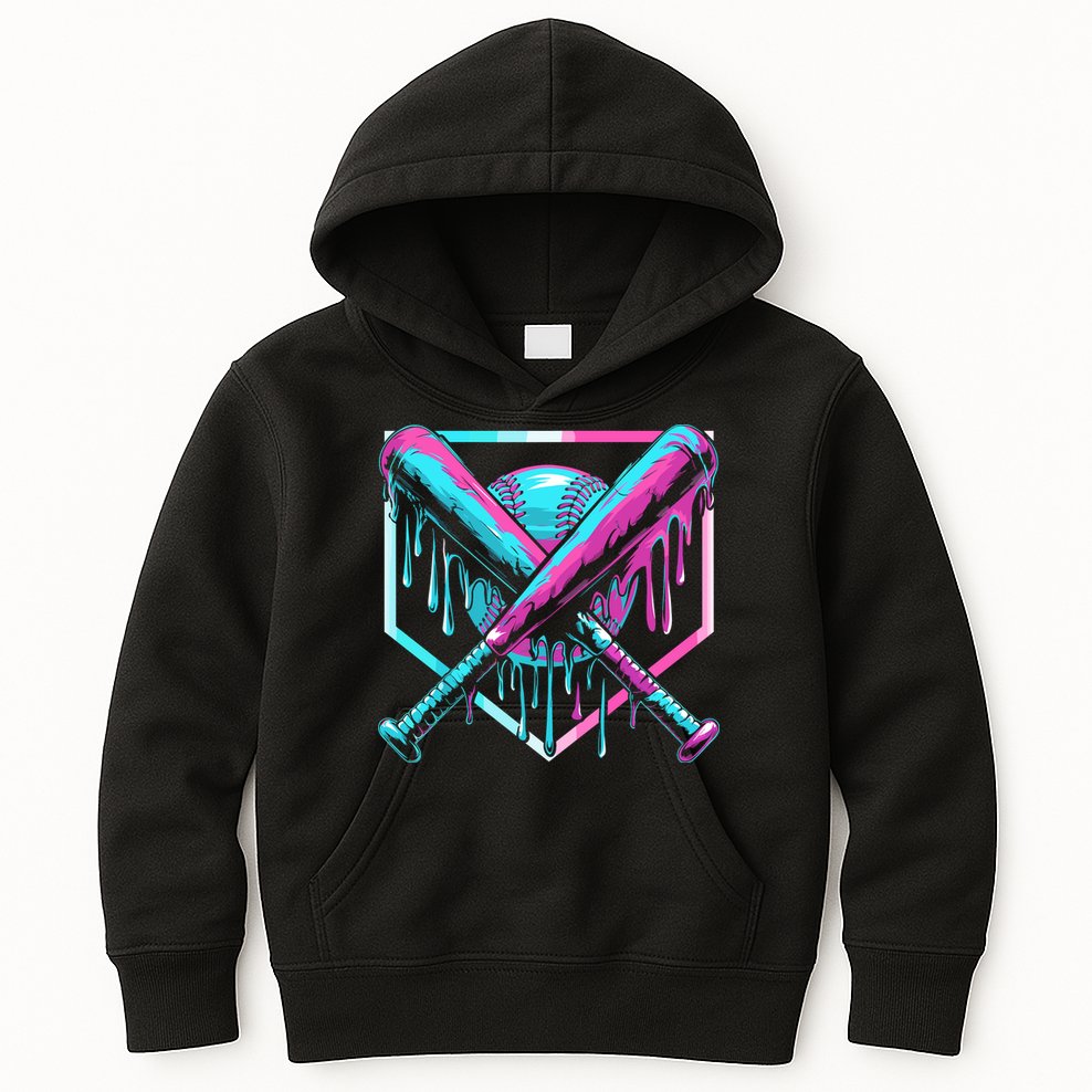 Baseball Drip For Ice Cream Drip Kids Hoodie