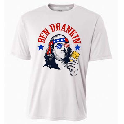 Ben Drankin Funny Fourth Of July 4th Of July Ben Drinking Patry Cooling Performance Crew T-Shirt