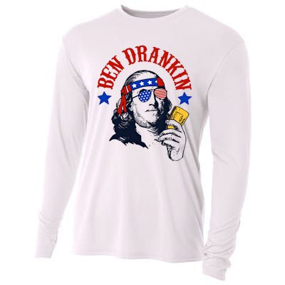 Ben Drankin Funny Fourth Of July 4th Of July Ben Drinking Patry Cooling Performance Long Sleeve Crew