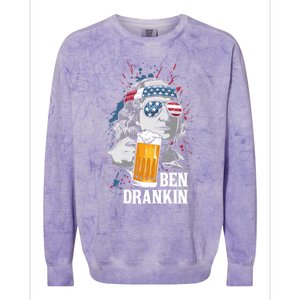 Ben Drankin Funny 4th Of July Sarcastic Benjamin Franklin Funny Gift Colorblast Crewneck Sweatshirt