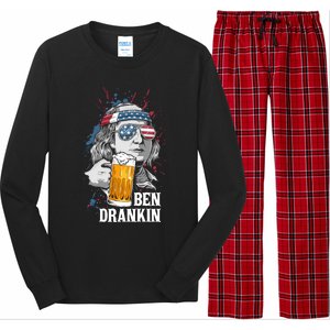 Ben Drankin Funny 4th Of July Sarcastic Benjamin Franklin Funny Gift Long Sleeve Pajama Set