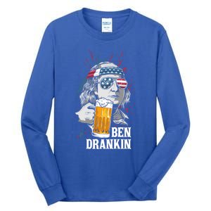 Ben Drankin Funny 4th Of July Sarcastic Benjamin Franklin Funny Gift Tall Long Sleeve T-Shirt