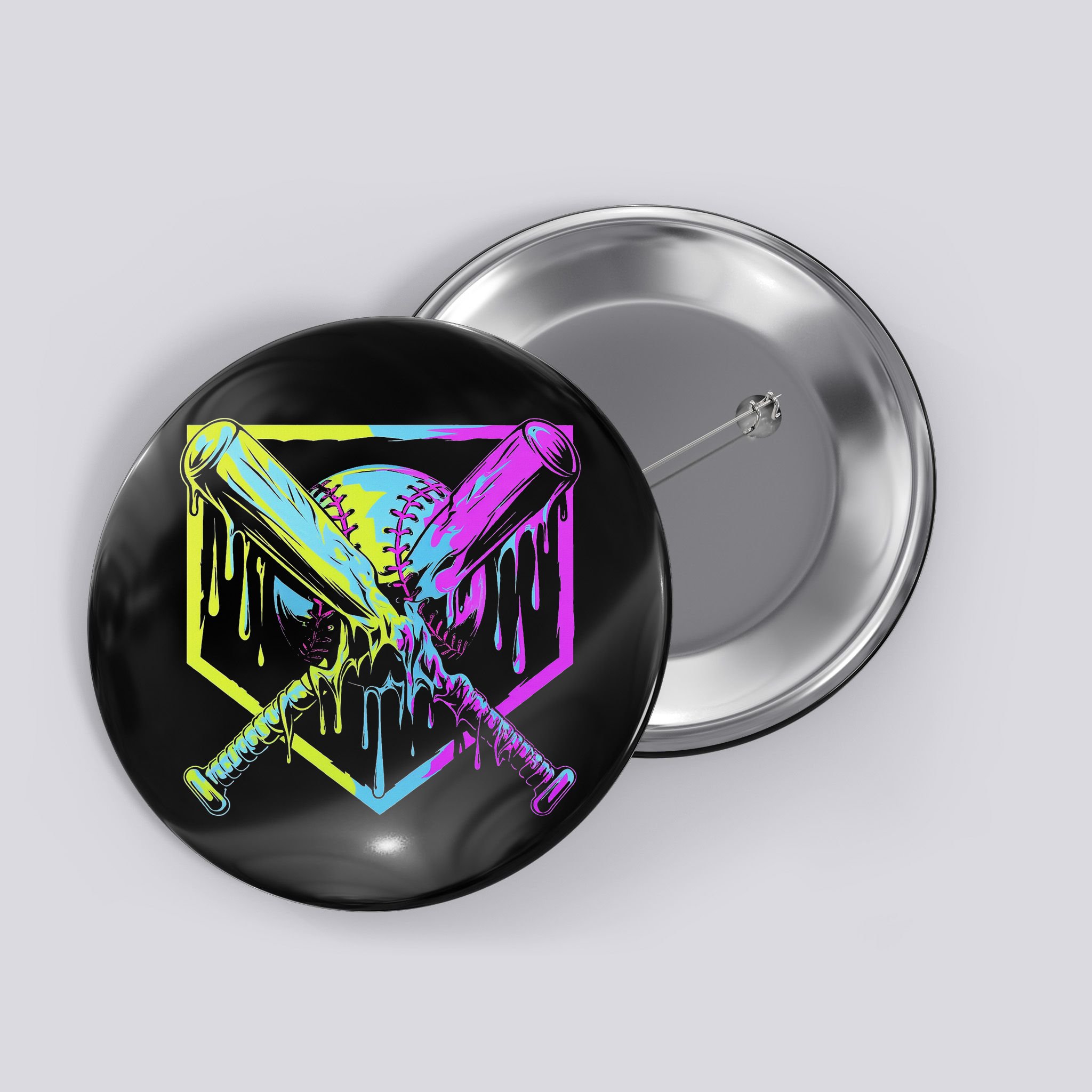 Baseball Drip For Ice Cream Drip Baseball Button