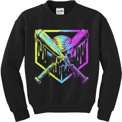 Baseball Drip For Ice Cream Drip Baseball Kids Sweatshirt